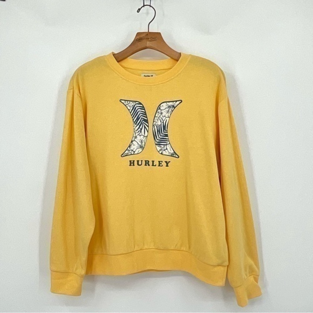 Hurley Woman’s Crewneck Sweatshirt Palm Leaf‎ Pattern Size Medium J22